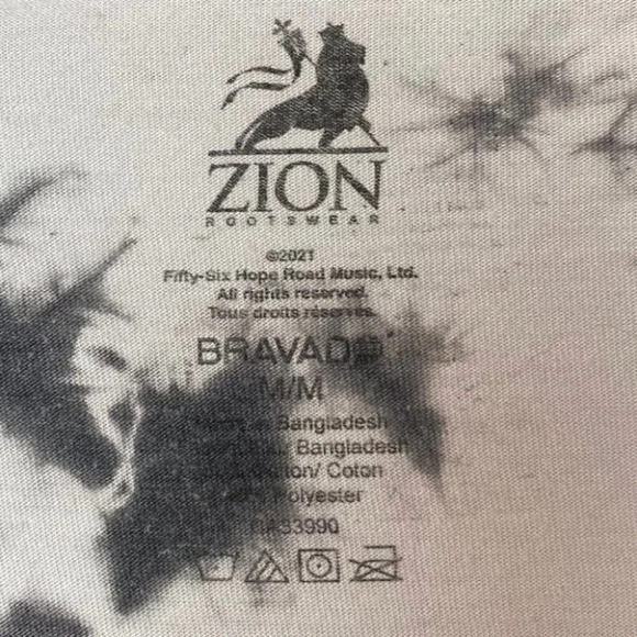 Zion Grey & Black  Tie Dye Bob Marley Short Sleeve Tee Shirt - Picture 4 of 4